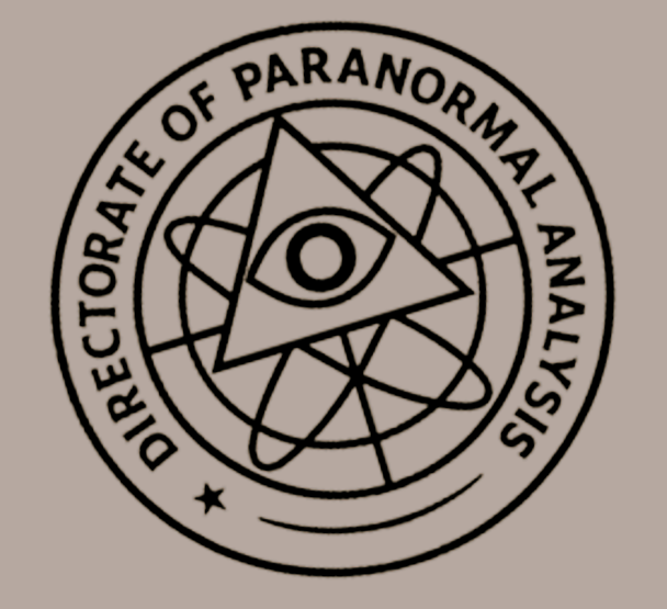 Logo of the Directorate of Paranormal Analysis featuring an eye enclosed in a triangle, surrounded by orbit lines, with the organization name encircling it.