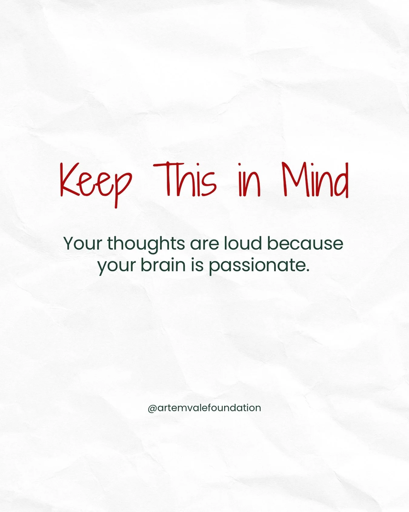 Loud thoughts don&rsquo;t mean something is wrong. They often mean something matters.

The goal isn&rsquo;t to shut them off&hellip; It&rsquo;s to understand them.

#ArtemVale #MindfulMeaningfulTogehter #MentalWellnessMatters