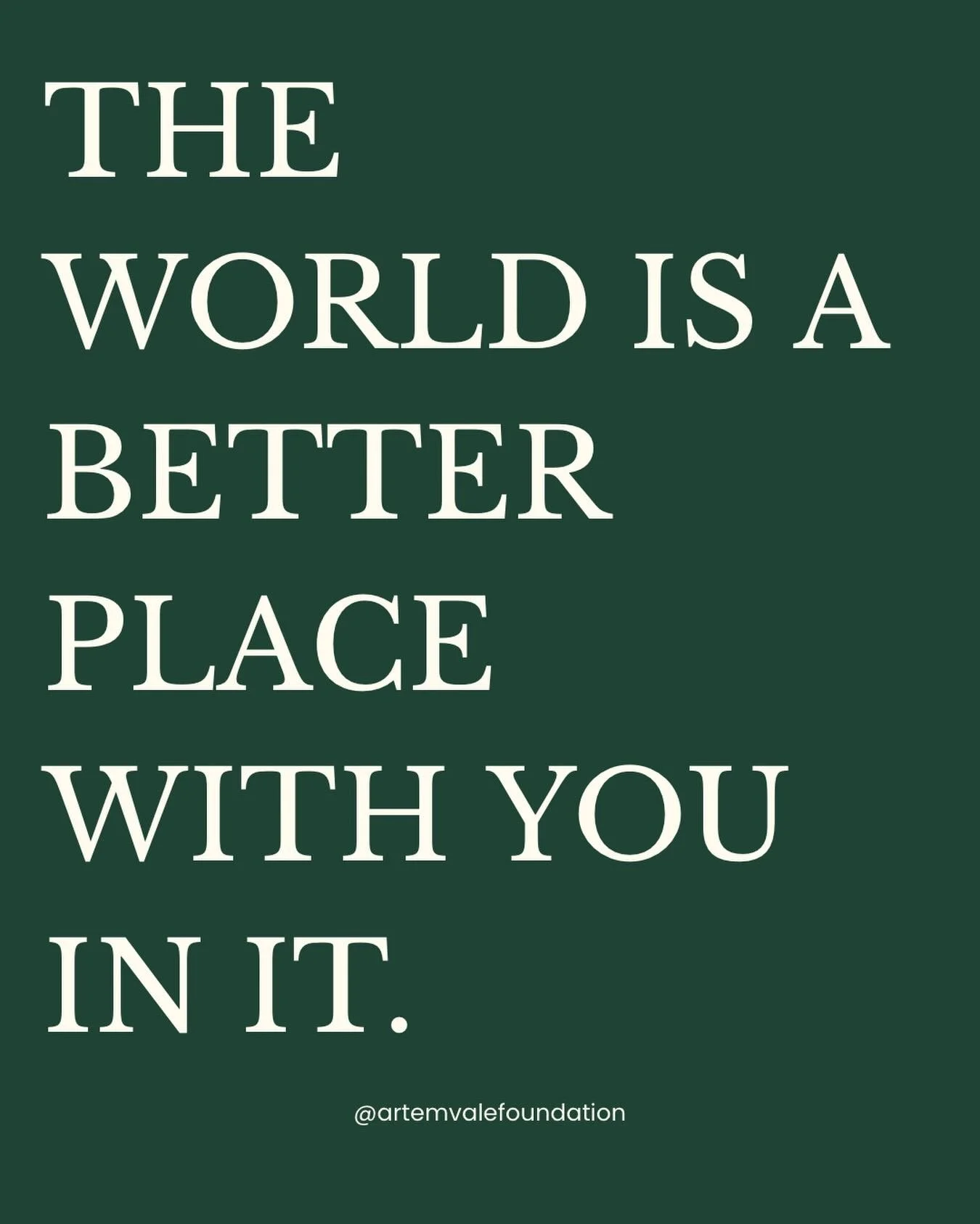 The world needs you. 🤍 When you donate to the Artem Vale Foundation you directly impact and change the lives of those struggling with mental health challenges. We create community and connect those we serve with local resources. Giving them the tool