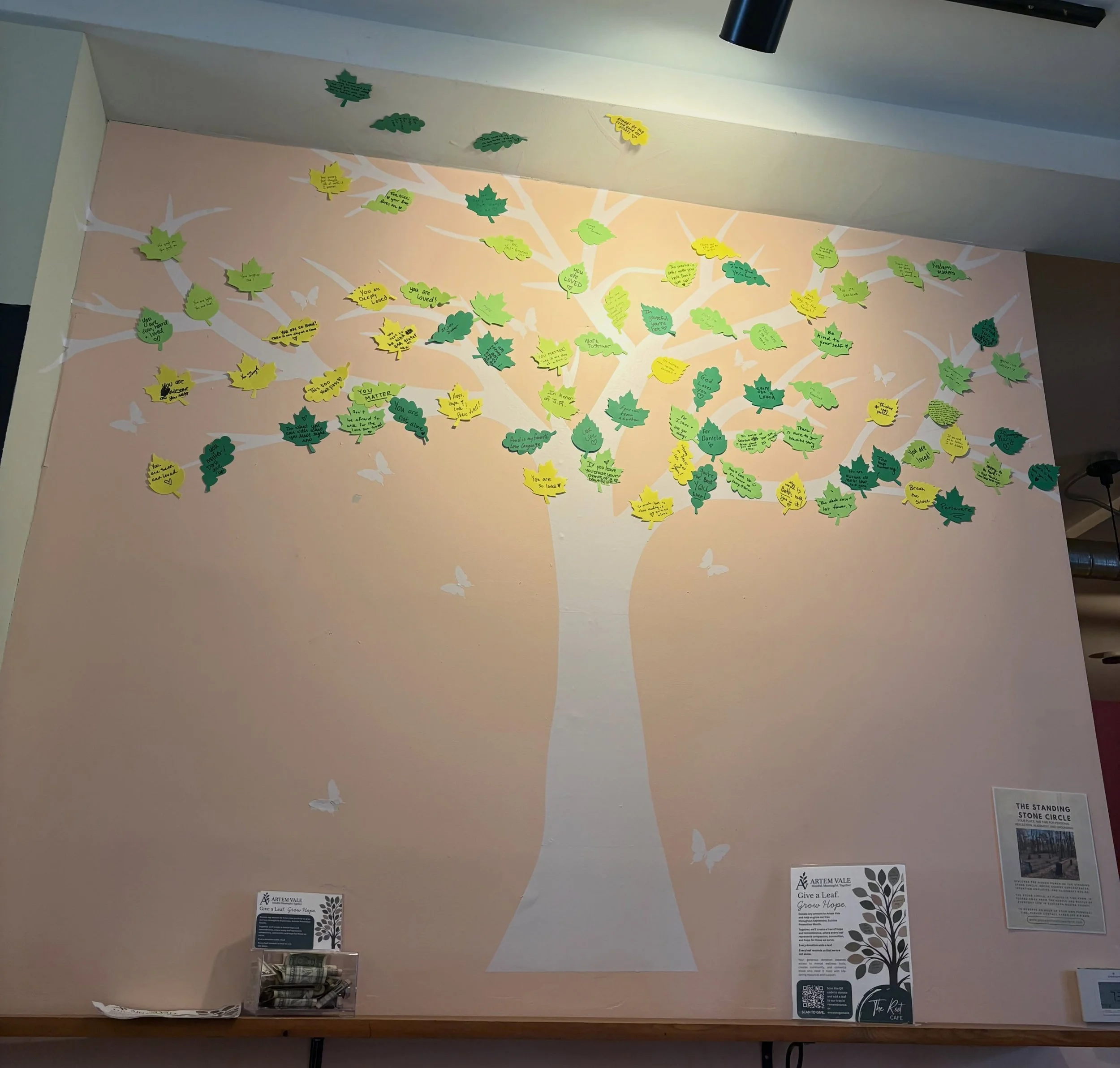 How it&rsquo;s going ➡️ how it started. 🥹

Our tree of hope has grown so much this past month. Filled with messages of remembrance and encouragement in recognition of suicide prevention month, your donations serve as a visible symbol of hope for tho