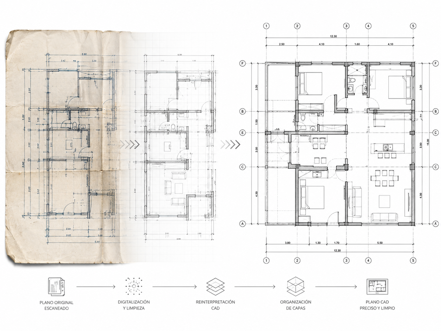 Digitalización Profesional de Planos CAD 101-500 m²