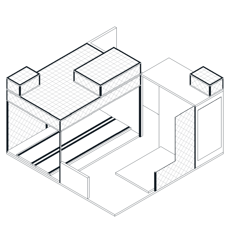 Dibujo técnico de una estructura de paredes y pisos, probablemente para un diseño arquitectónico o constructivo.