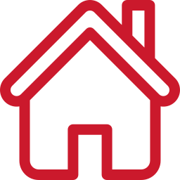 Red outline of a house with a chimney.
