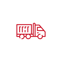 Red outlined illustration of a delivery truck