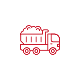 Icon of a truck carrying a large load of foam blocks or cotton