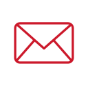 Red outline of an envelope or letter icon