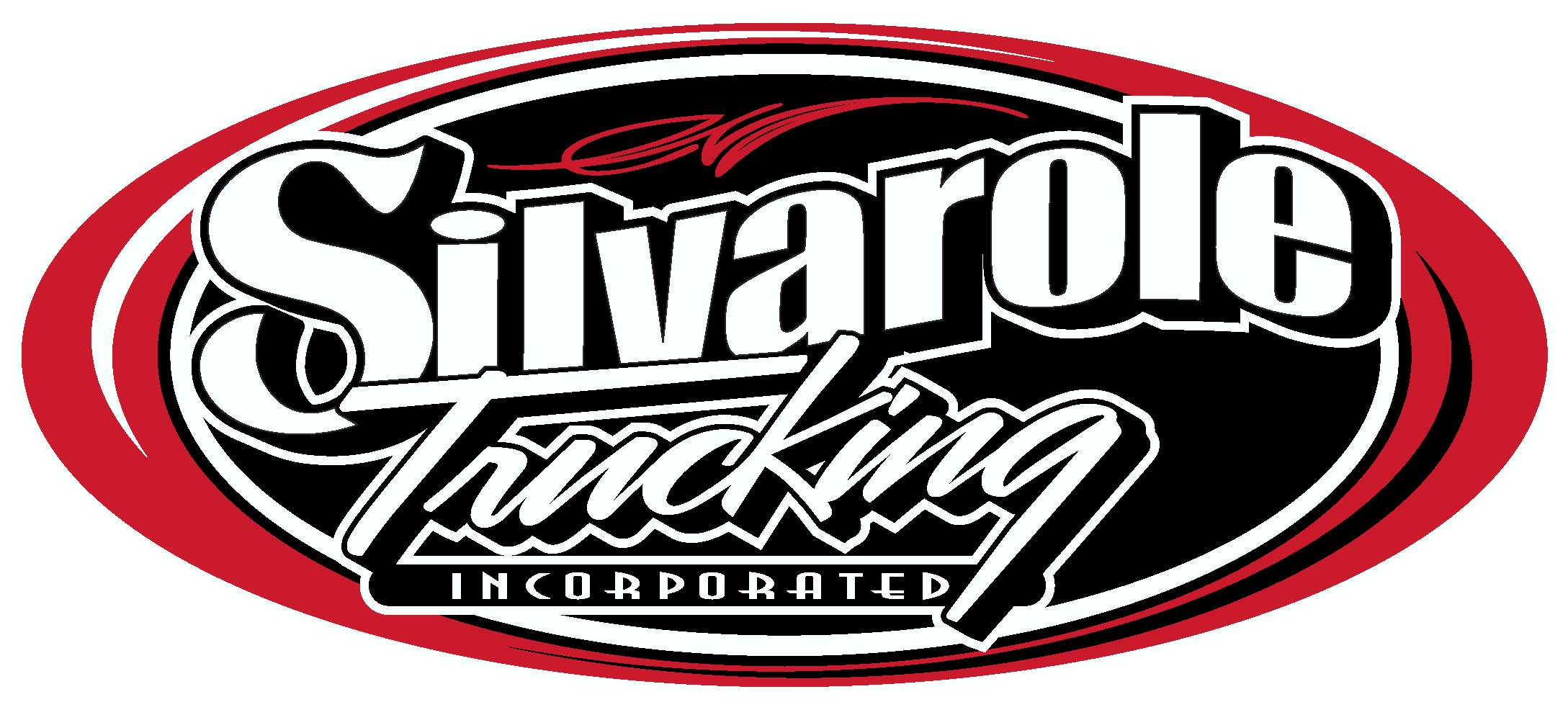 Logo of Silvarole Trucking Inc., with a black background, featuring stylized white and red text and design elements.