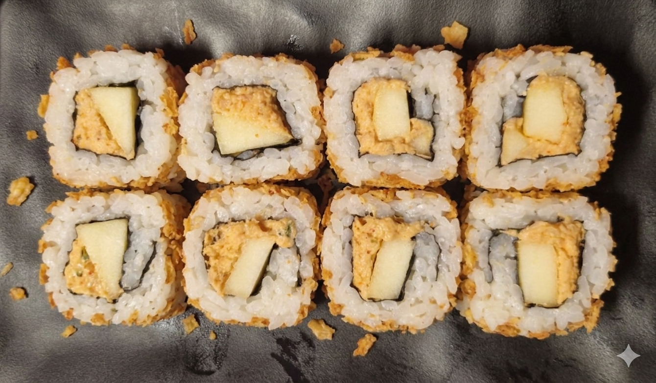 Oignons frits thon cuit, pomme pink lady