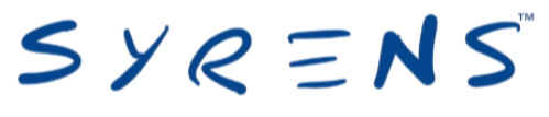 The word "SYRENS" written in blue, stylized handwritten font.