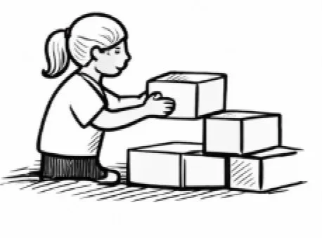 Child stacking blocks.