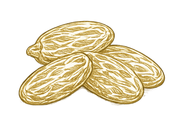 Bild von 4 Medjool-Datteln in feinen Goldlinien.