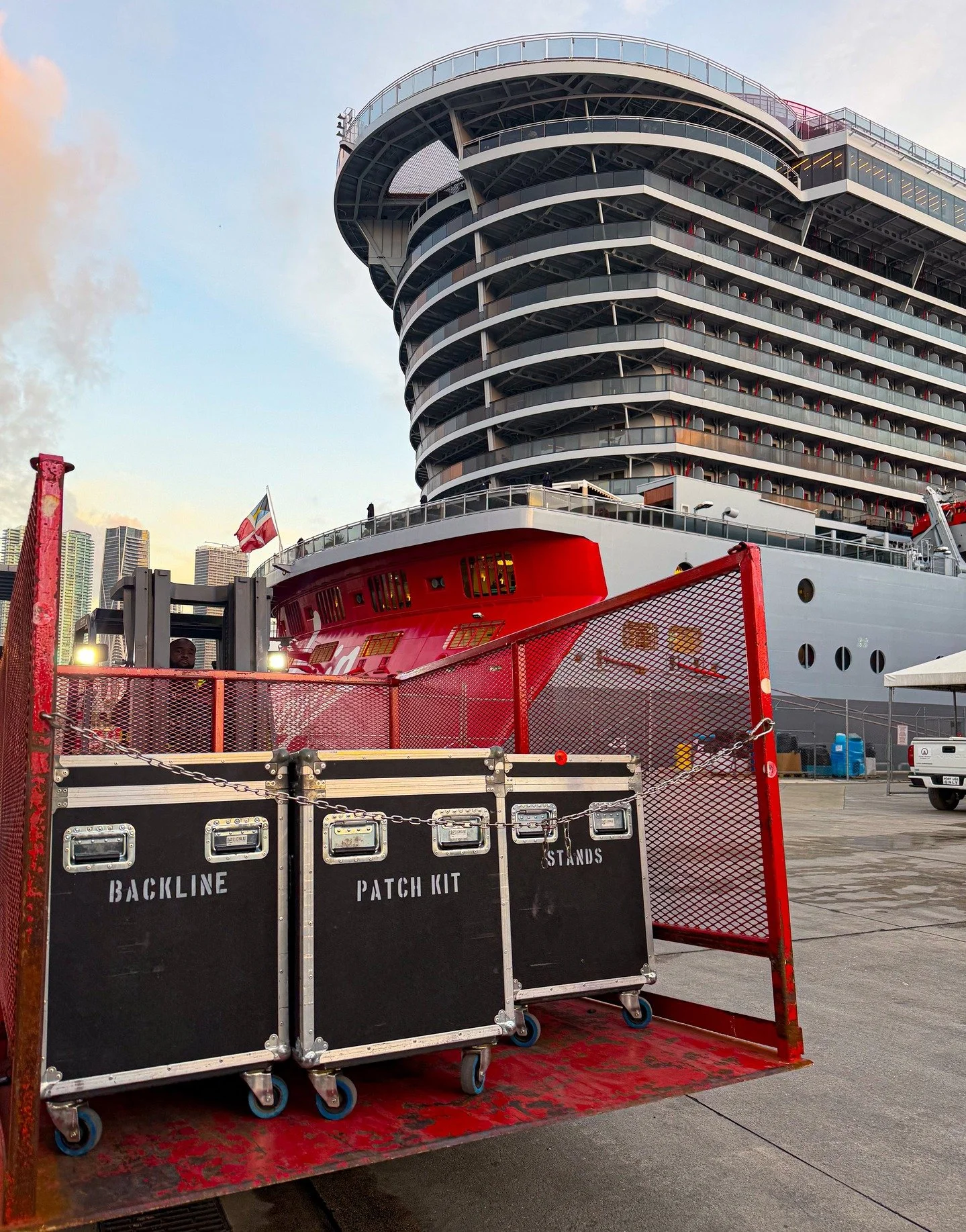 Gear prepped, backline locked, and ready to board &mdash; the cruise show is about to begin! ⚡🎸🚚🎤
#BacklineReady #CruiseConcert #TourLife #StagePrep #LiveProduction #Audio #RockShow #SoundCheck #StageReady #OnTheRoadAgain
