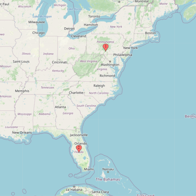 Physical Locations in Pennsylvania and Florida. Services provided in the US and Canada. National reach. AK AL AR AZ CA CO CT DC DE FL GA IA ID IN KS KY MA MD ME MI MN MS MT NC ND NE NH NJ NM NV NY OH OK OR PA RI SC SD TN TX UT VA VT WA WI WV WY