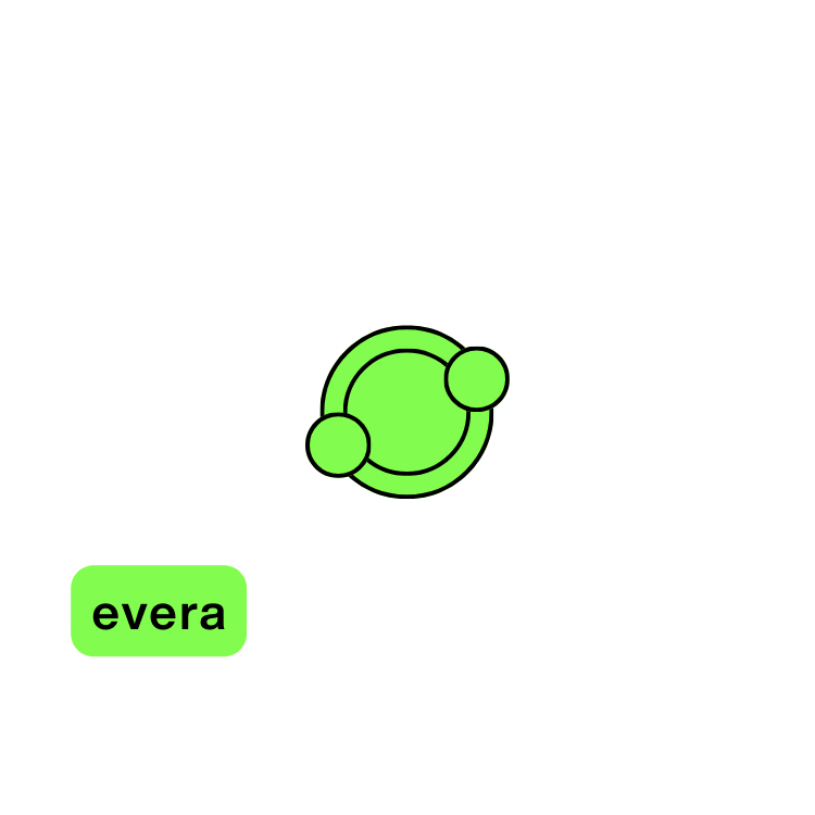 Number 48 with the word "evera" in green, and a small green atomic or molecular icon overlapping the number 4.