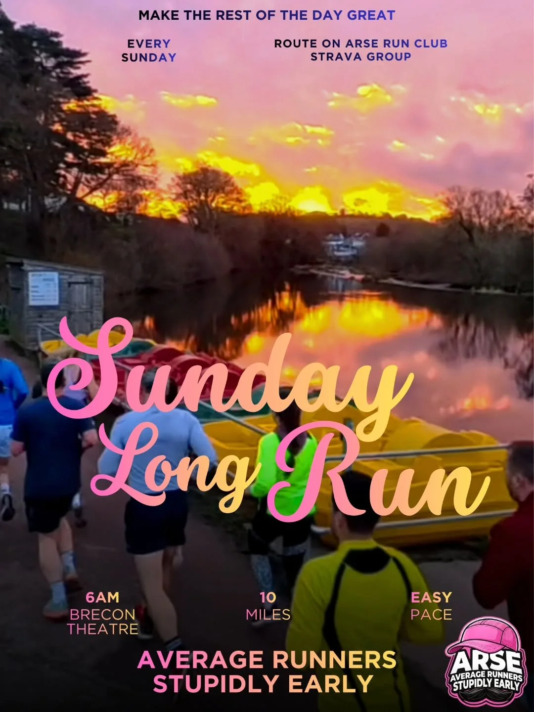 Get yourselves along for the Sunday long run

Every sunday

6am

Get out

Get it done

Get on with your lives
