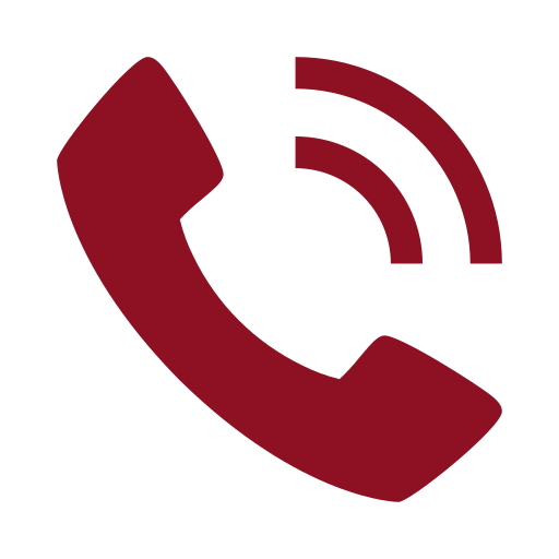 Icon of a red telephone receiver with curved sound waves indicating a call.