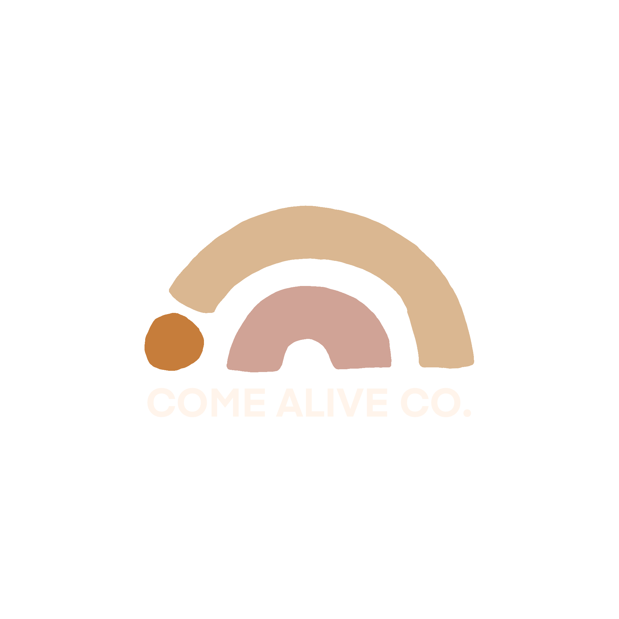 Logo with stylized rainbow and the text 'Come Alive Co.'