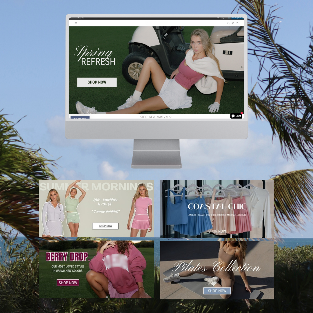 Website and digital assets including website banners for consumer lifestyle brand.