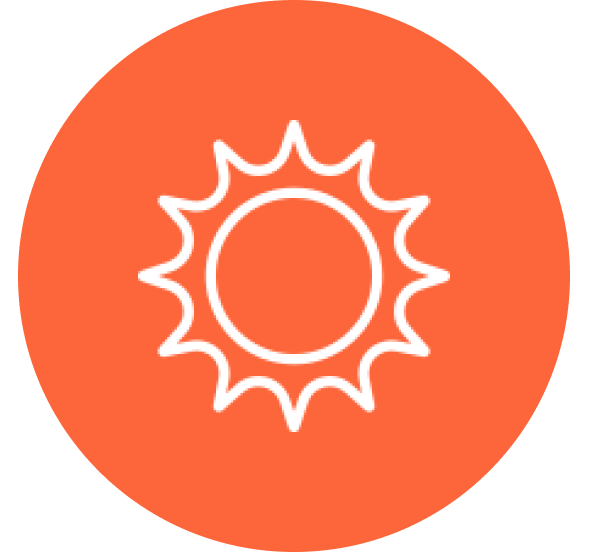 Sunny weather icon highlighting mosquito activity and the need for pest control in Alaska