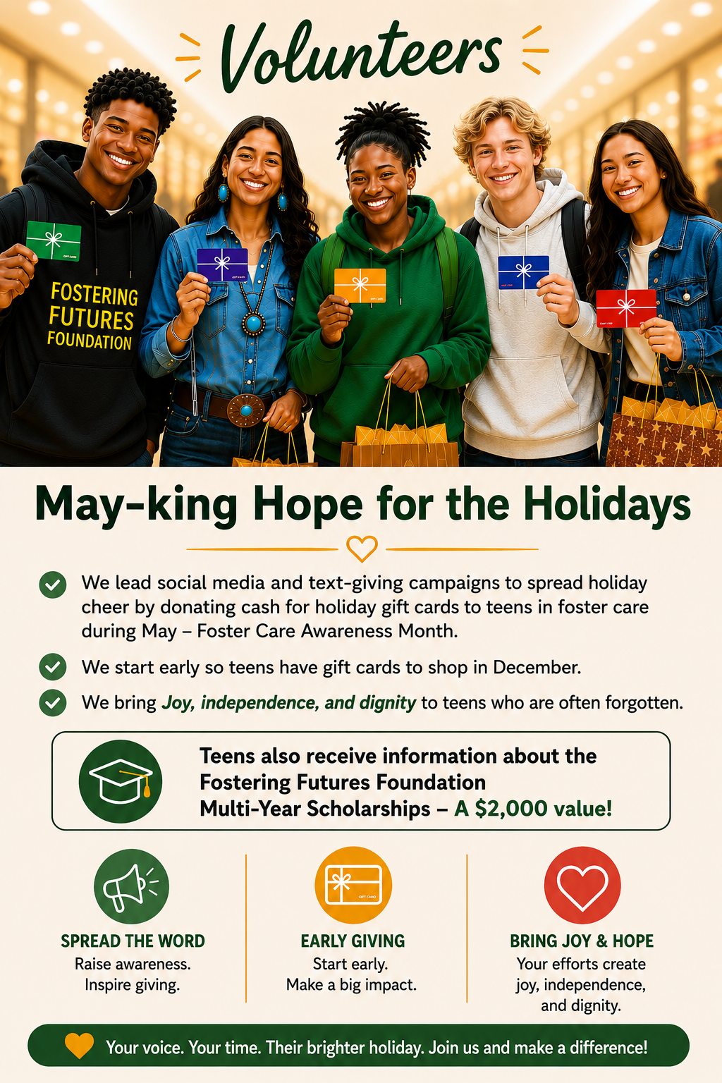 Volunteering Opportunity for our Fostering Futures Foundation Text Message Donation Campaign