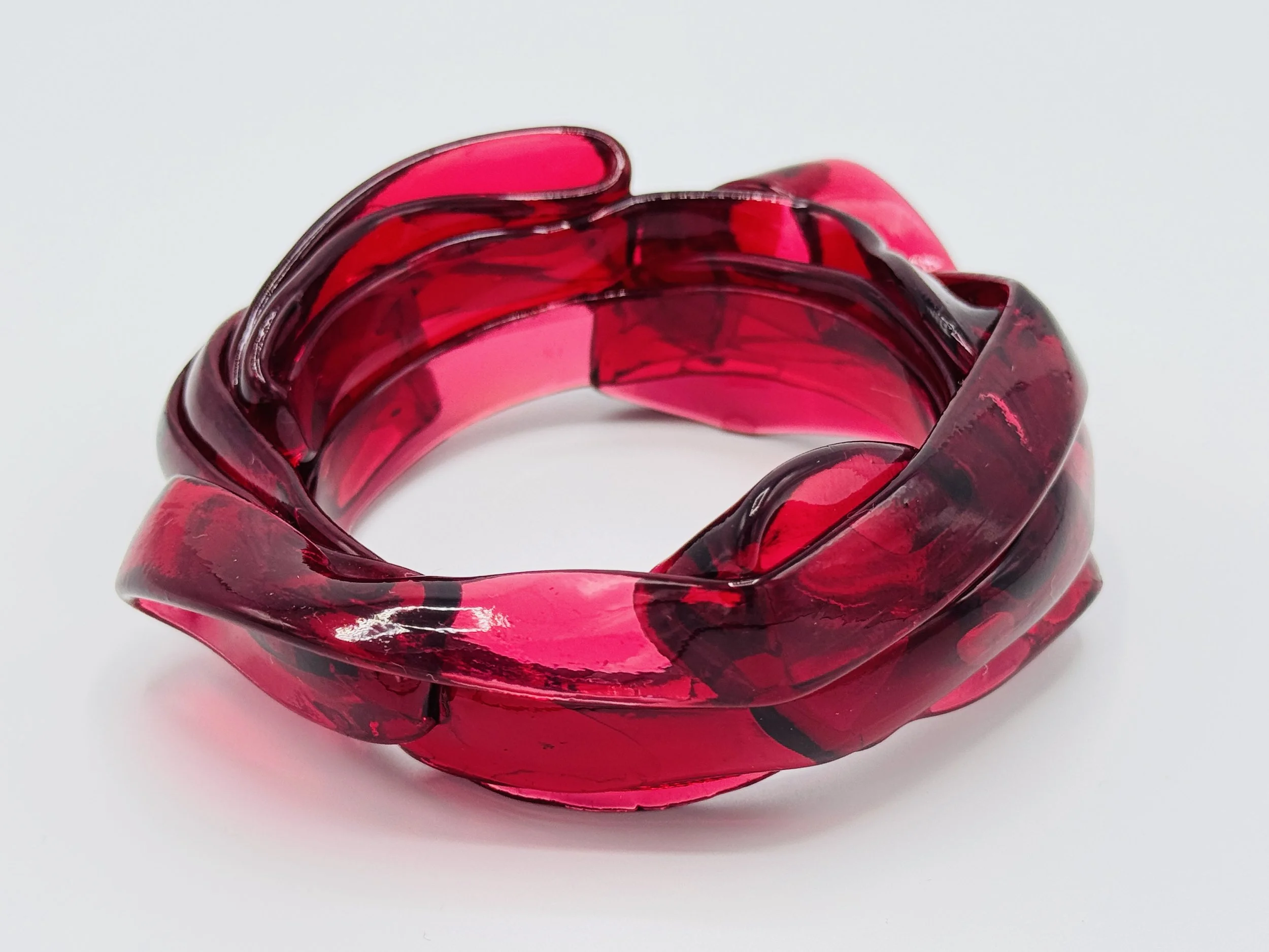 Ribbon Bracelet - Clear Dark Ruby