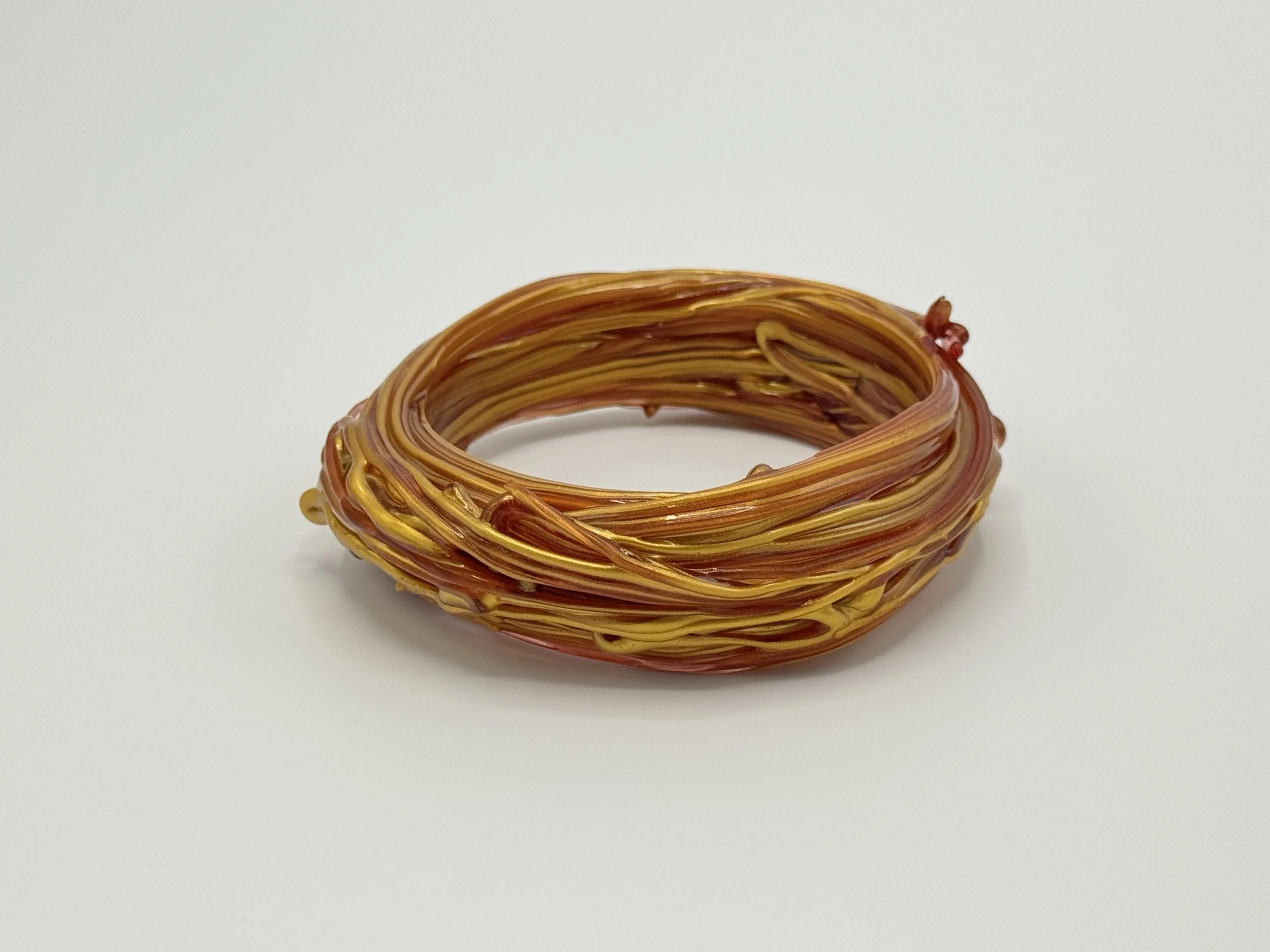 Spaghetti Bracelet - Gold, Dark Ruby