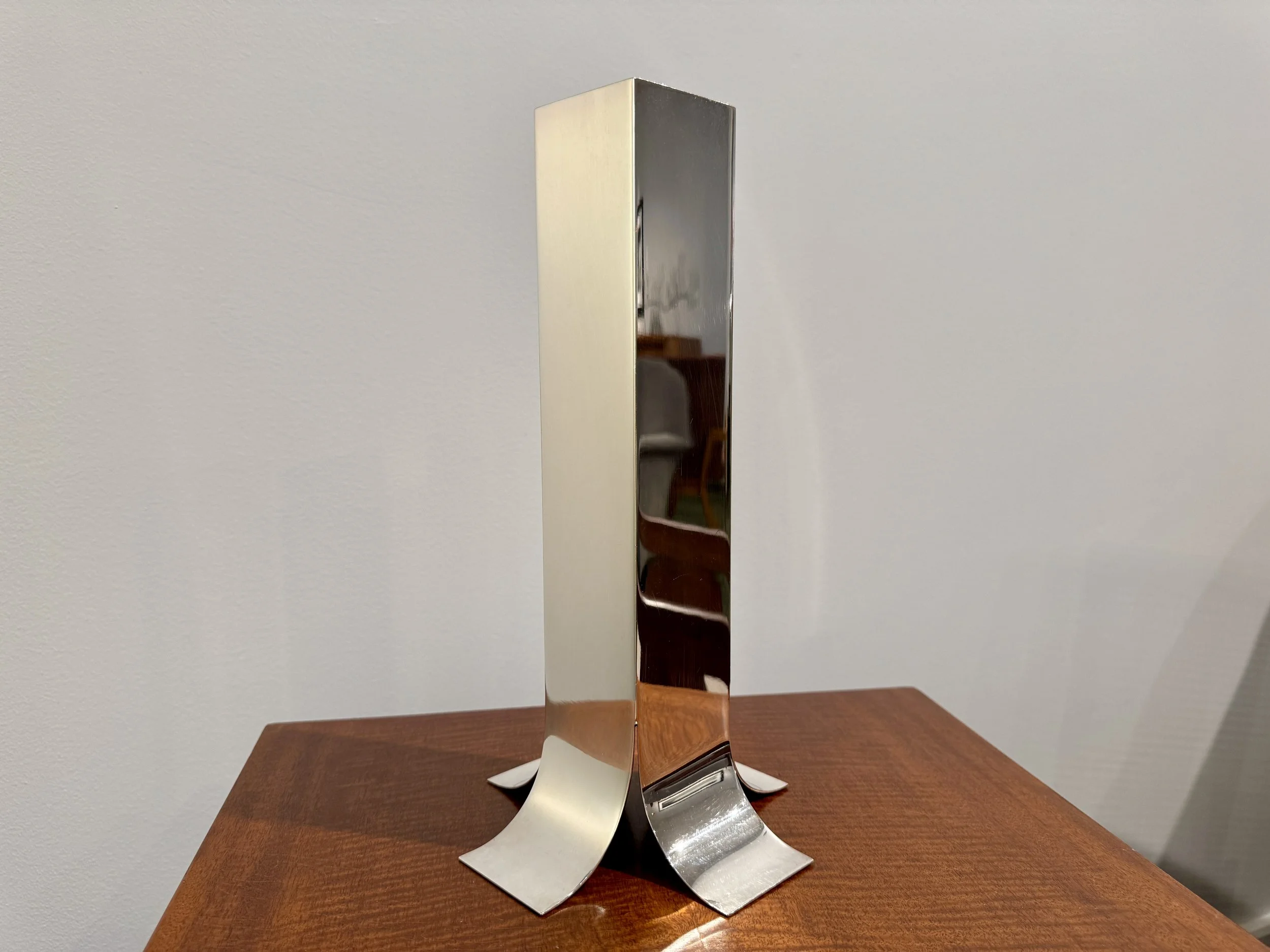 Lino Sabattini, Stele model silver plate vase, 1963