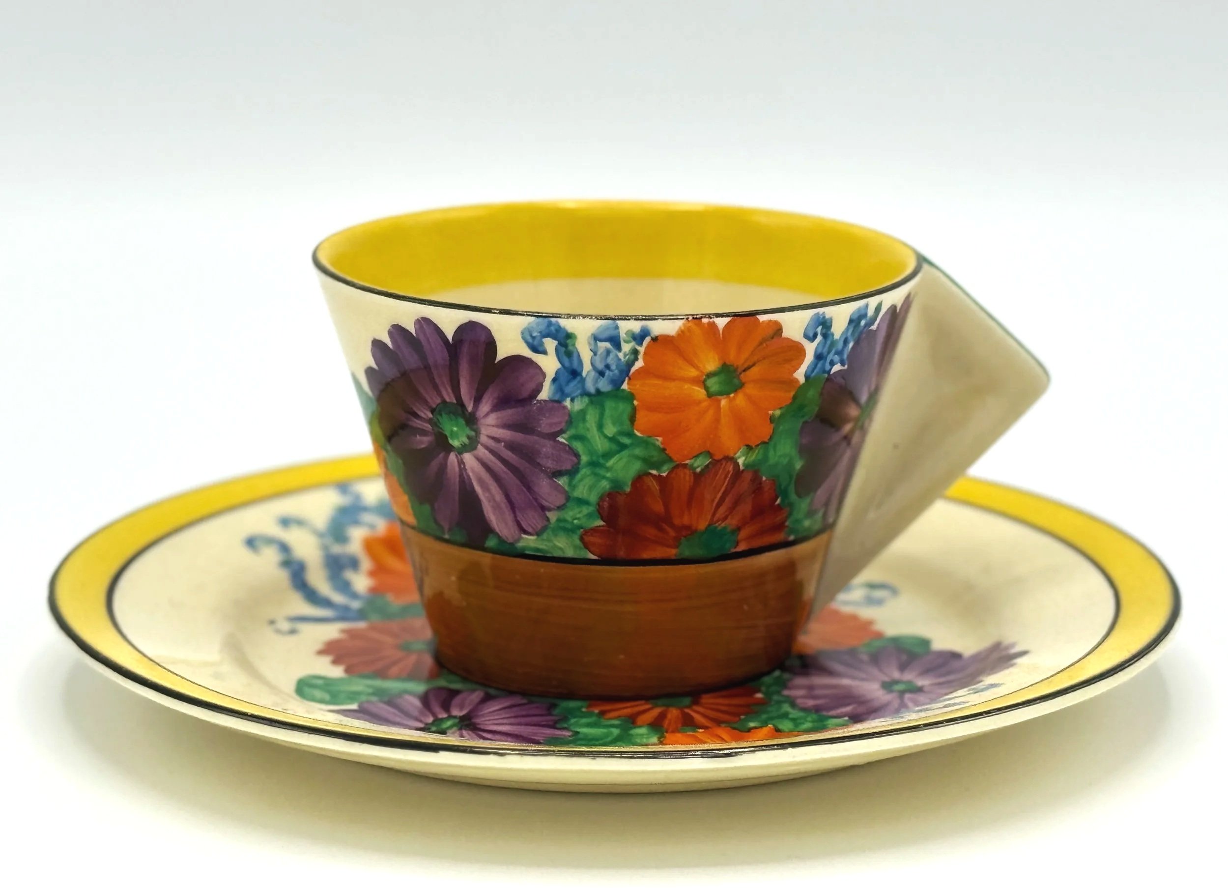 Clarice Cliff, Gayday design cup and Saucer, 1929