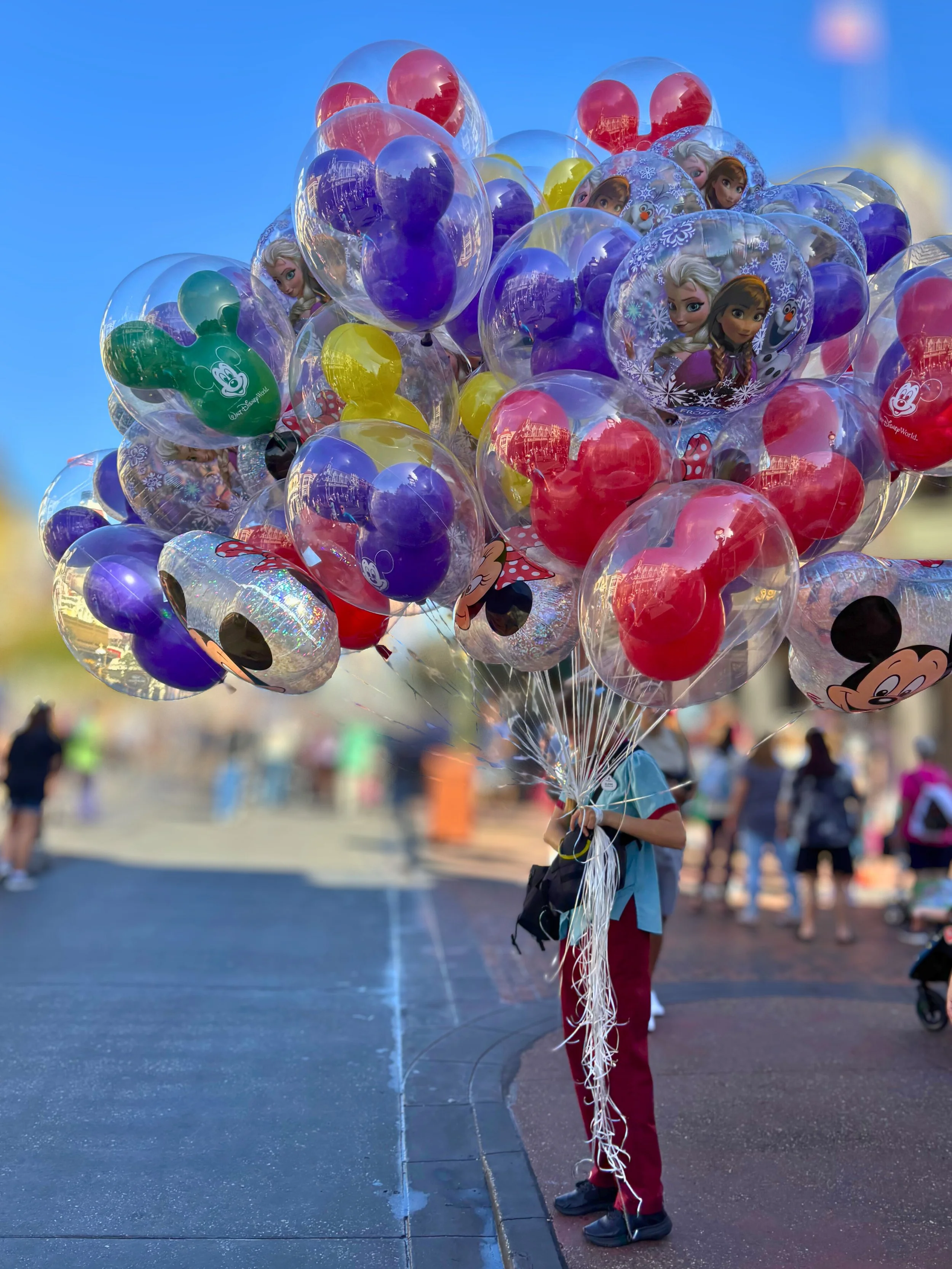 At Magic Kingdom, balloons on Main Street.