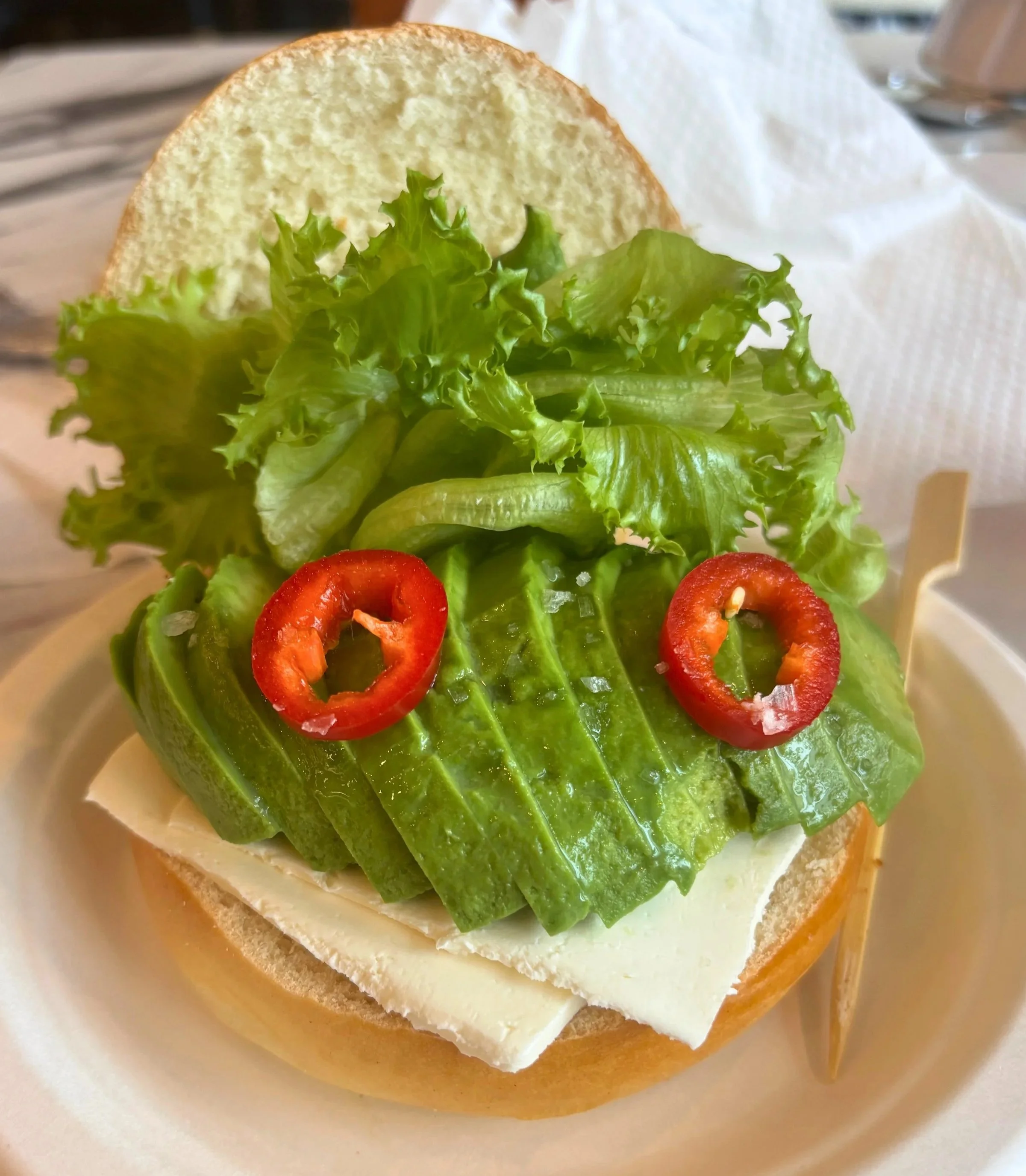 Avocado bagel sandwich Bakey Boston challah bagel review