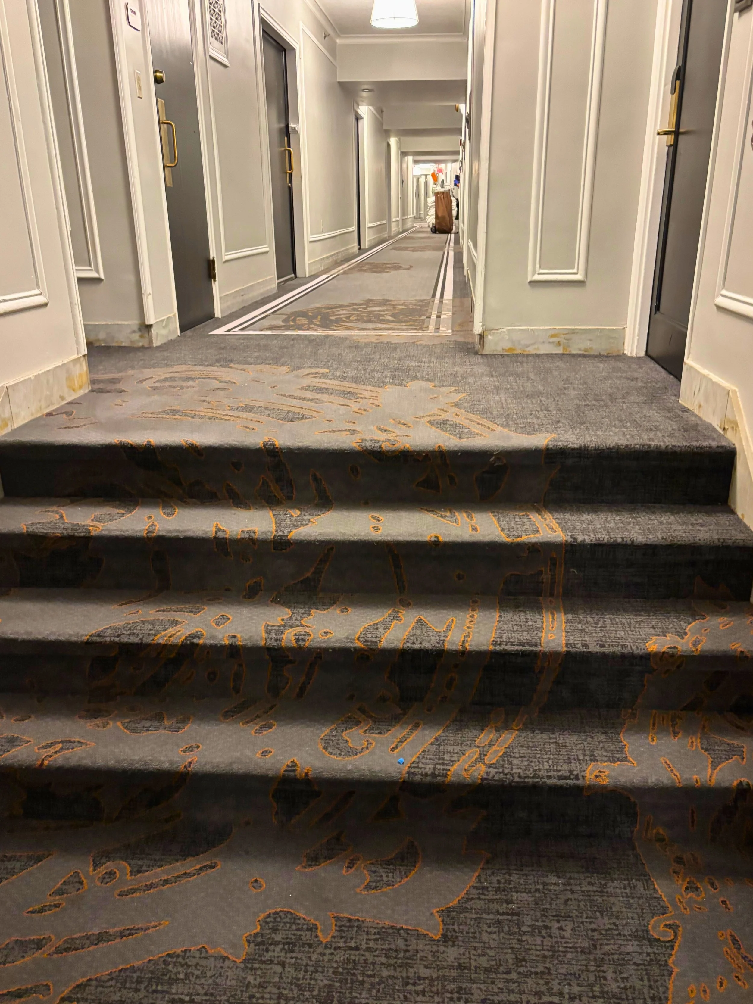 :  Staircase in hotel hallway Omni Parker House Boston accessibility issue