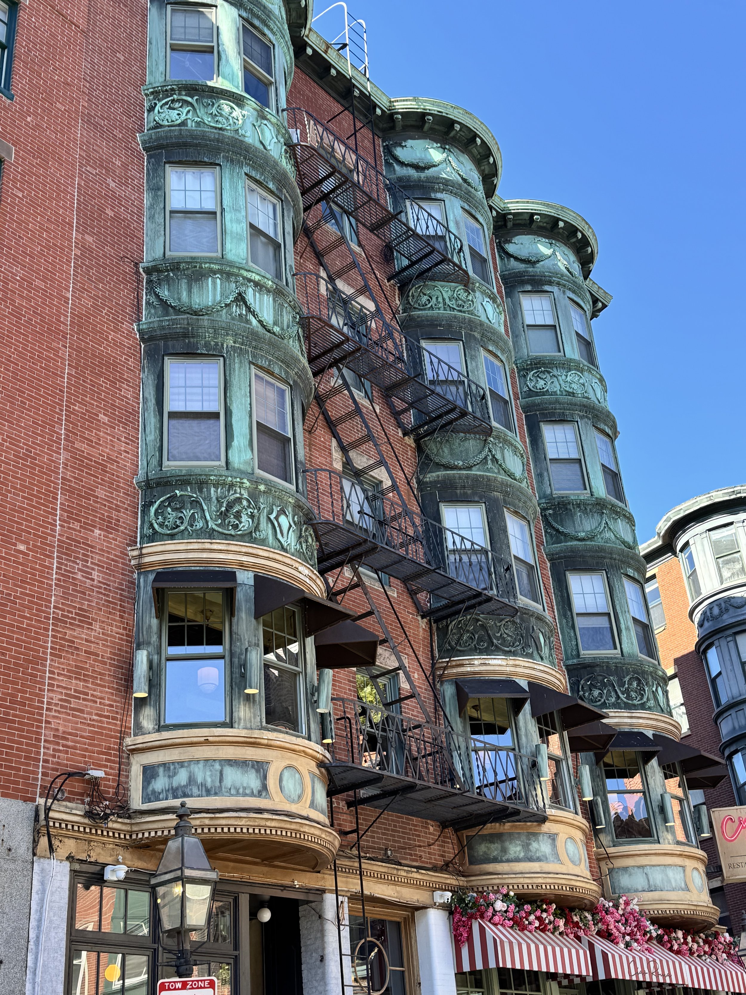 In Boston's North End, a historic building is shown.