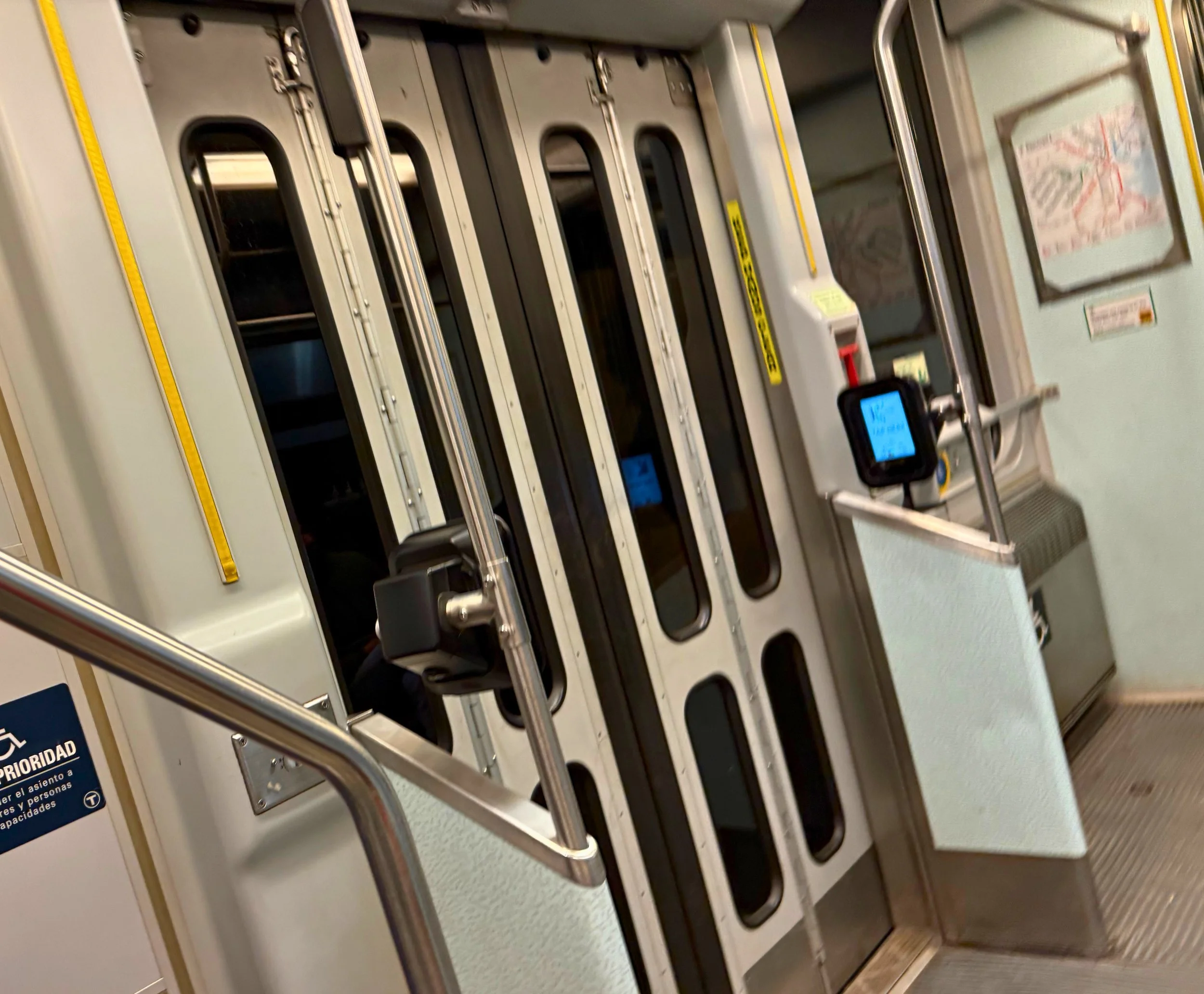 Boston subway train interior clean public transportation MBTA
