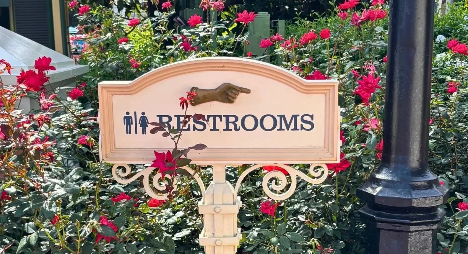 Restroom sign at the American Pavilion.