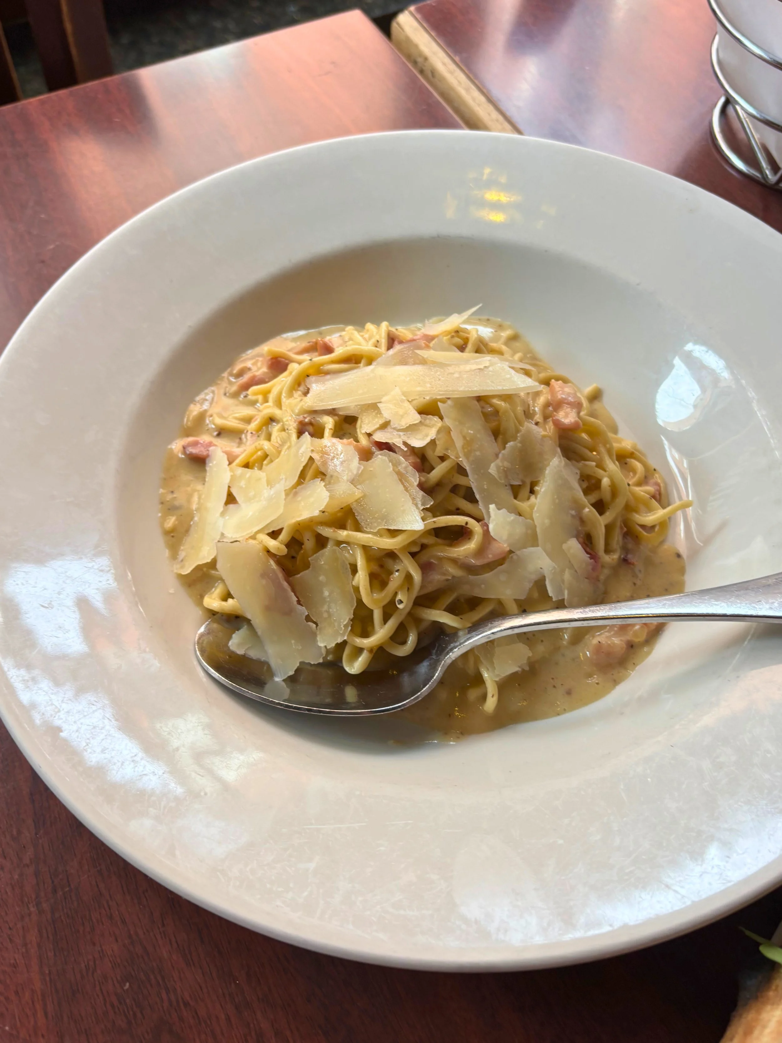 Spaghetti carbonara Antico Forno Boston restaurant review