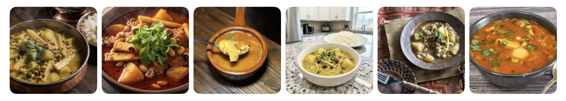 Gallery of traditional Nepalese aloo tama, a tangy curry of potatoes and fermented bamboo shoots, sometimes cooked with black-eyed beans and spices
