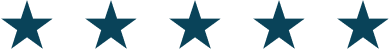 Five blue stars aligned horizontally against a black background.