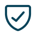 A shield with a checkmark inside, symbolizing security or protection.