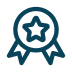 Icon of a ribbon or award medal with a star in the center.