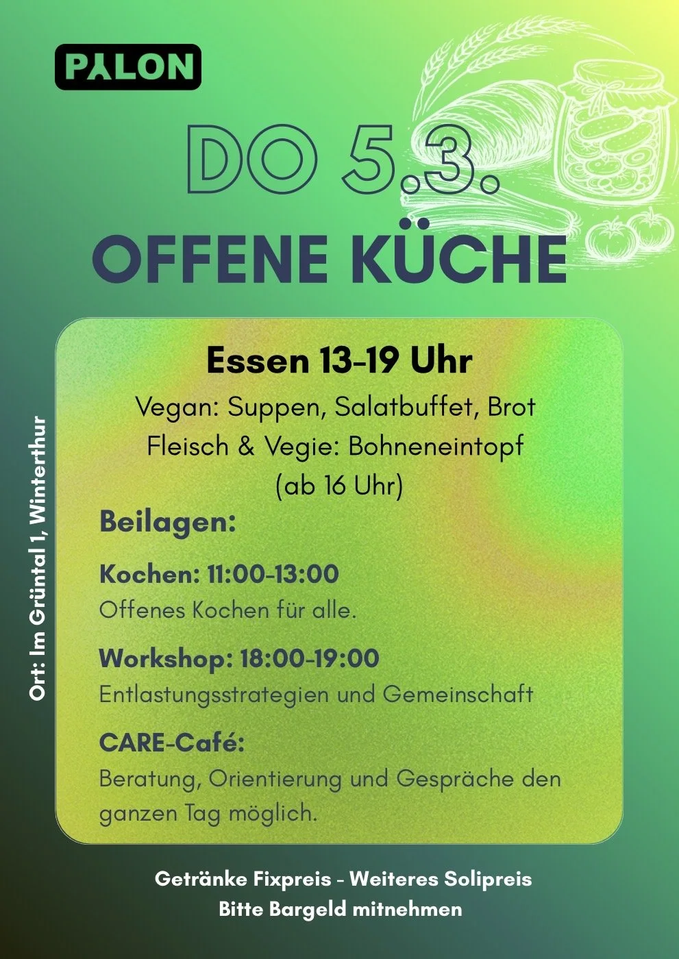 Beratung, Orientierung und Gespräche den ganzen Tag möglich.  Im Grüntal 1, Winterthur