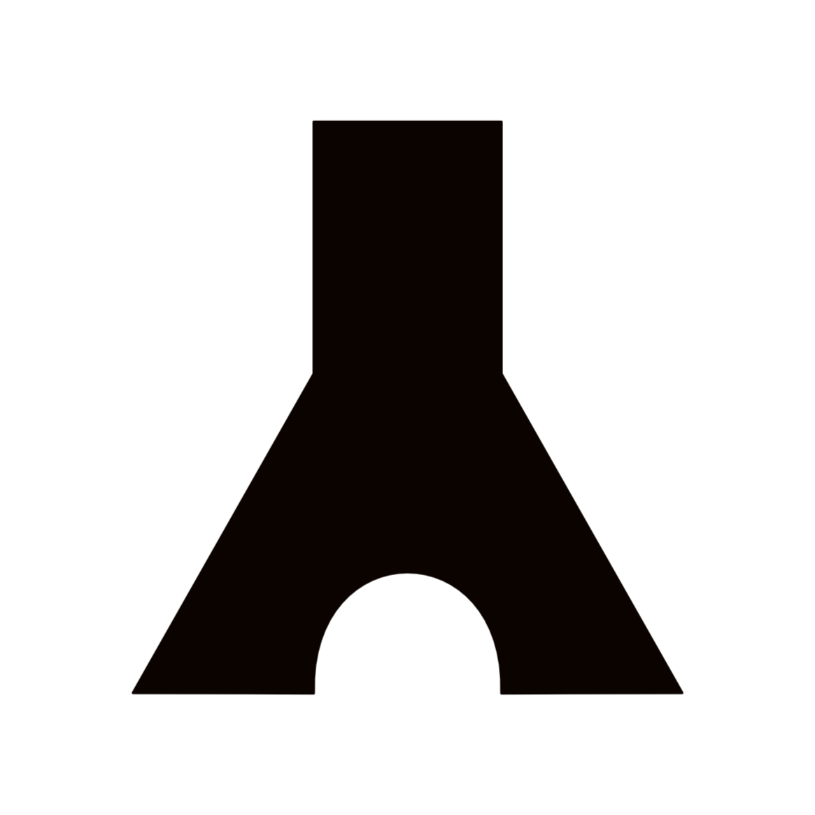 Schwarz-weiß Silhouette eines Sturmturms oder Leuchtturms mit einem Bogen an der Basis.