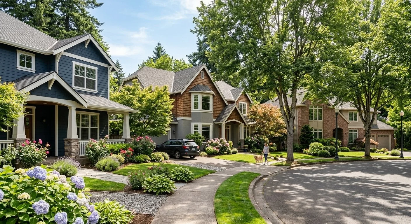 Attractive single family home exterior in the Bethany and Cedar Hills real estate corridors of Beaverton