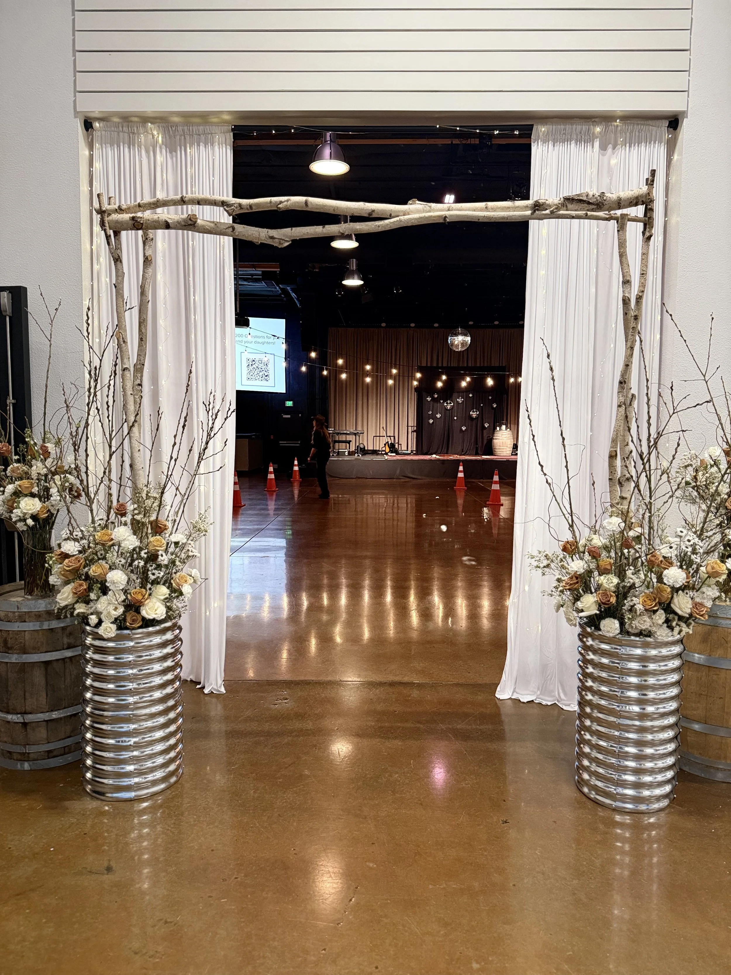 Cowboy-themed decorations and lighting at Young Life Father Daughter Dance in Portland, OR
