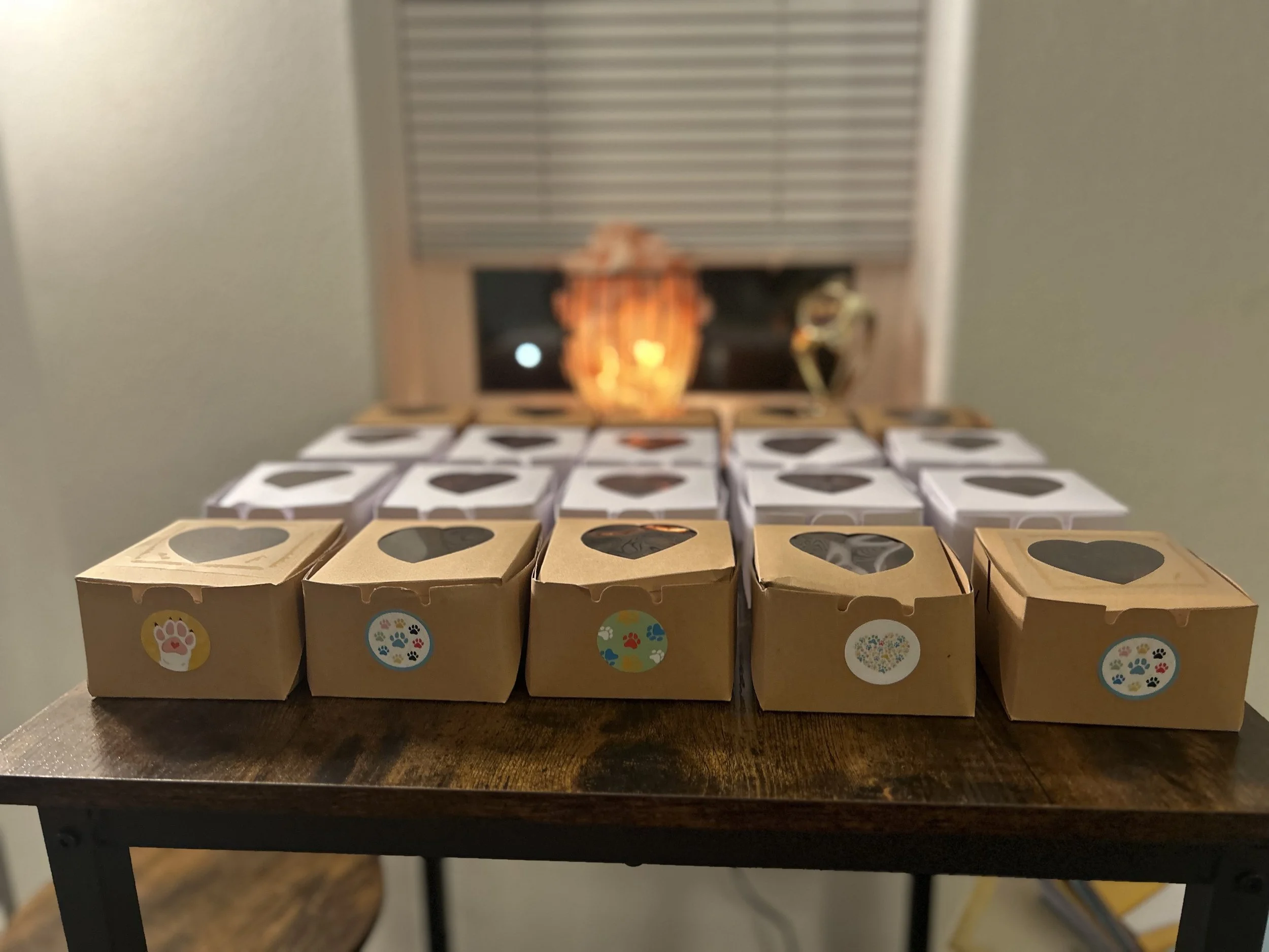 Display of cookies and treats made by Rhonda Riley for Puppy Yoga 2025 attendees in Portland, OR