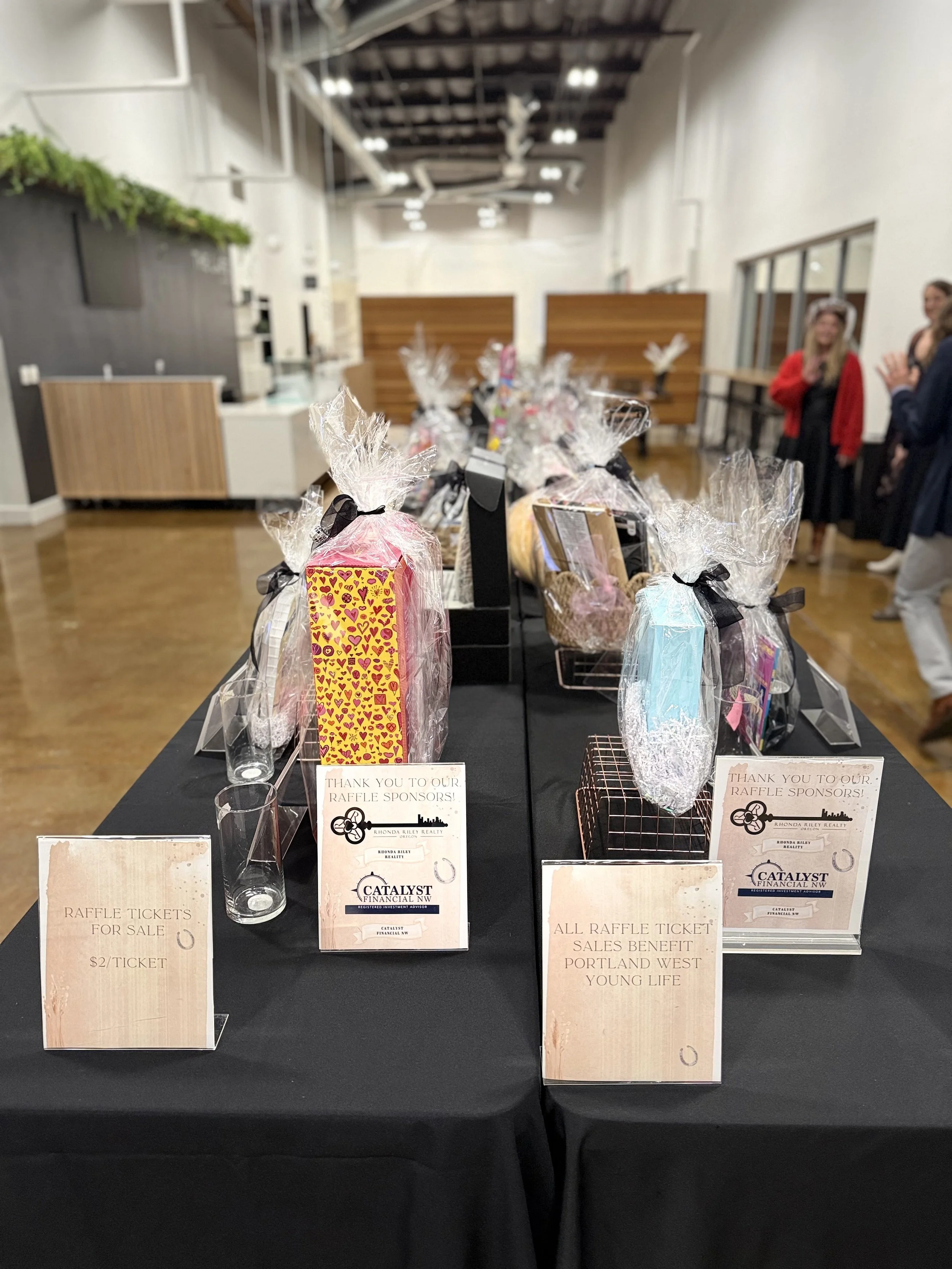 able full of presents and goodies for attendees at the cowboy-themed Father Daughter Dance in Portland, OR