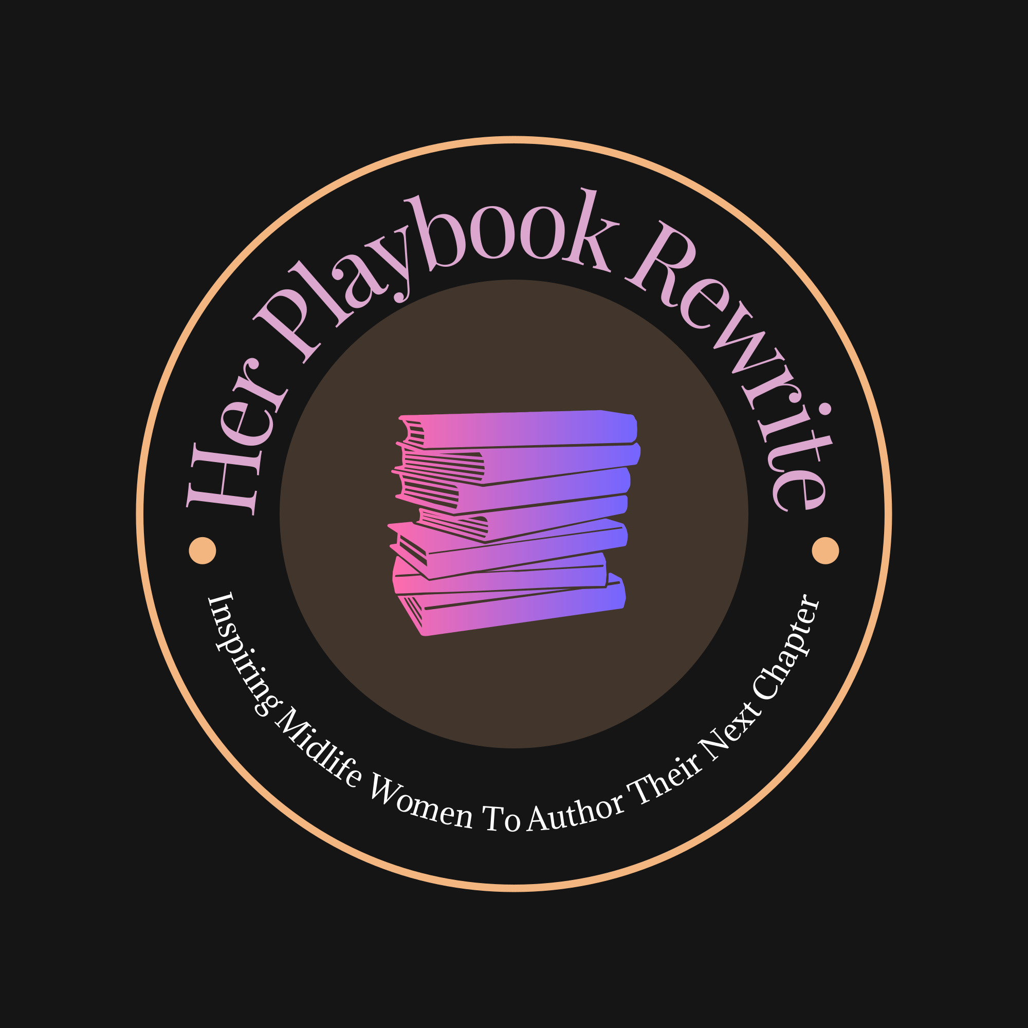 Book logo with pastel colors on a black background, with text in a circular pattern around the book illustration.