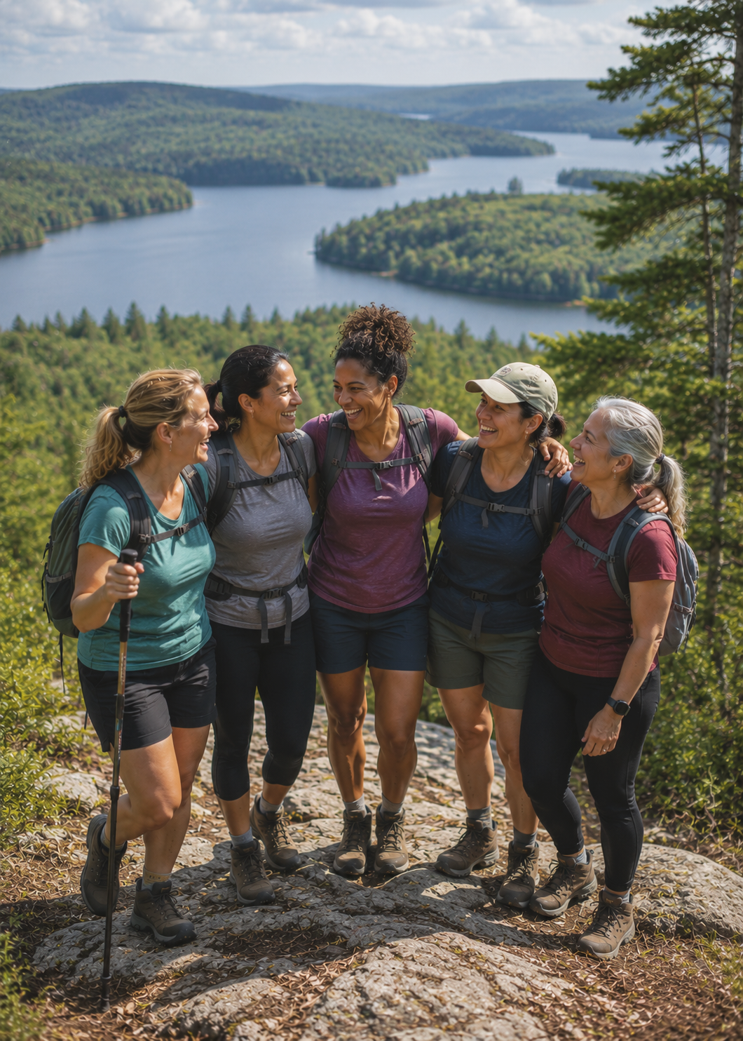 Women hiking harder trails