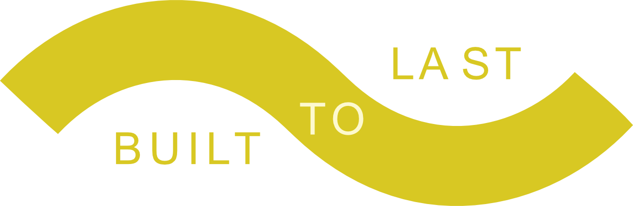 Graphic showing an arrow with the text 'Built to Last' in yellow on a black background.