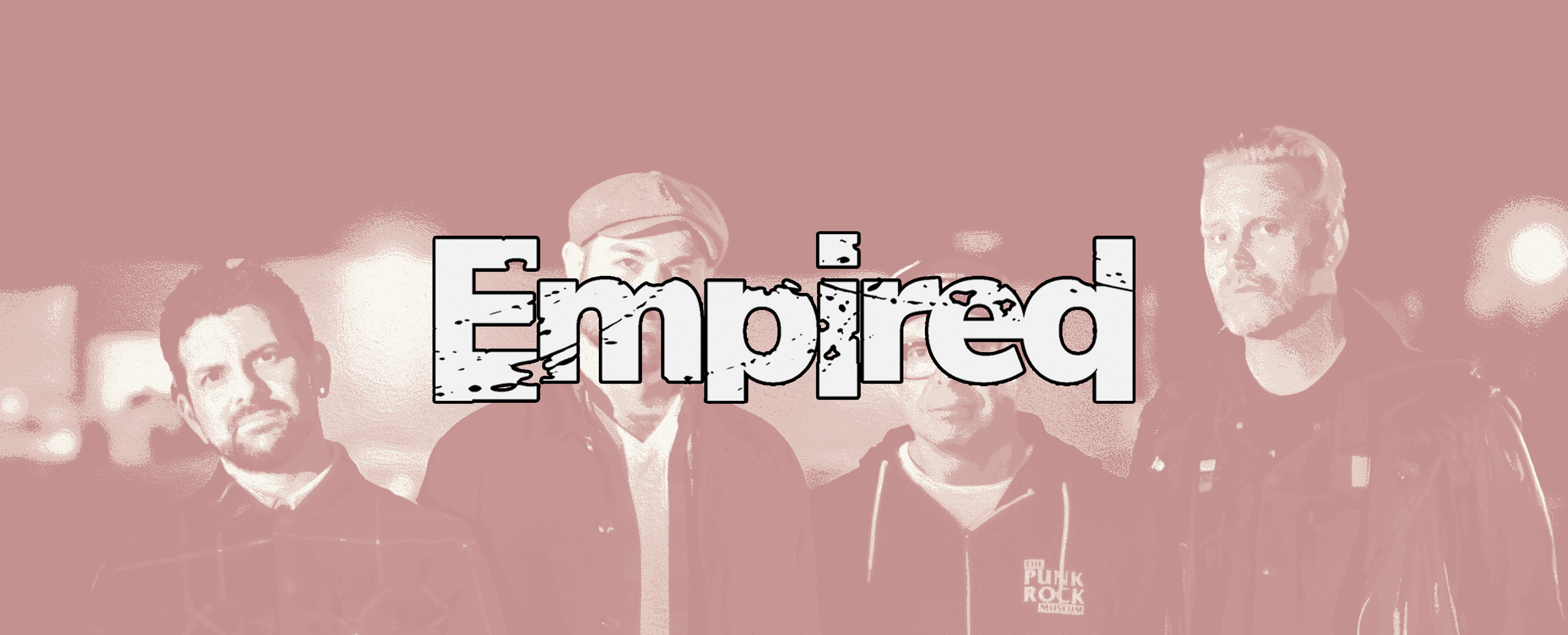 Band members standing together in a dimly lit setting with the word "Enpired" overlaid in stylized font.