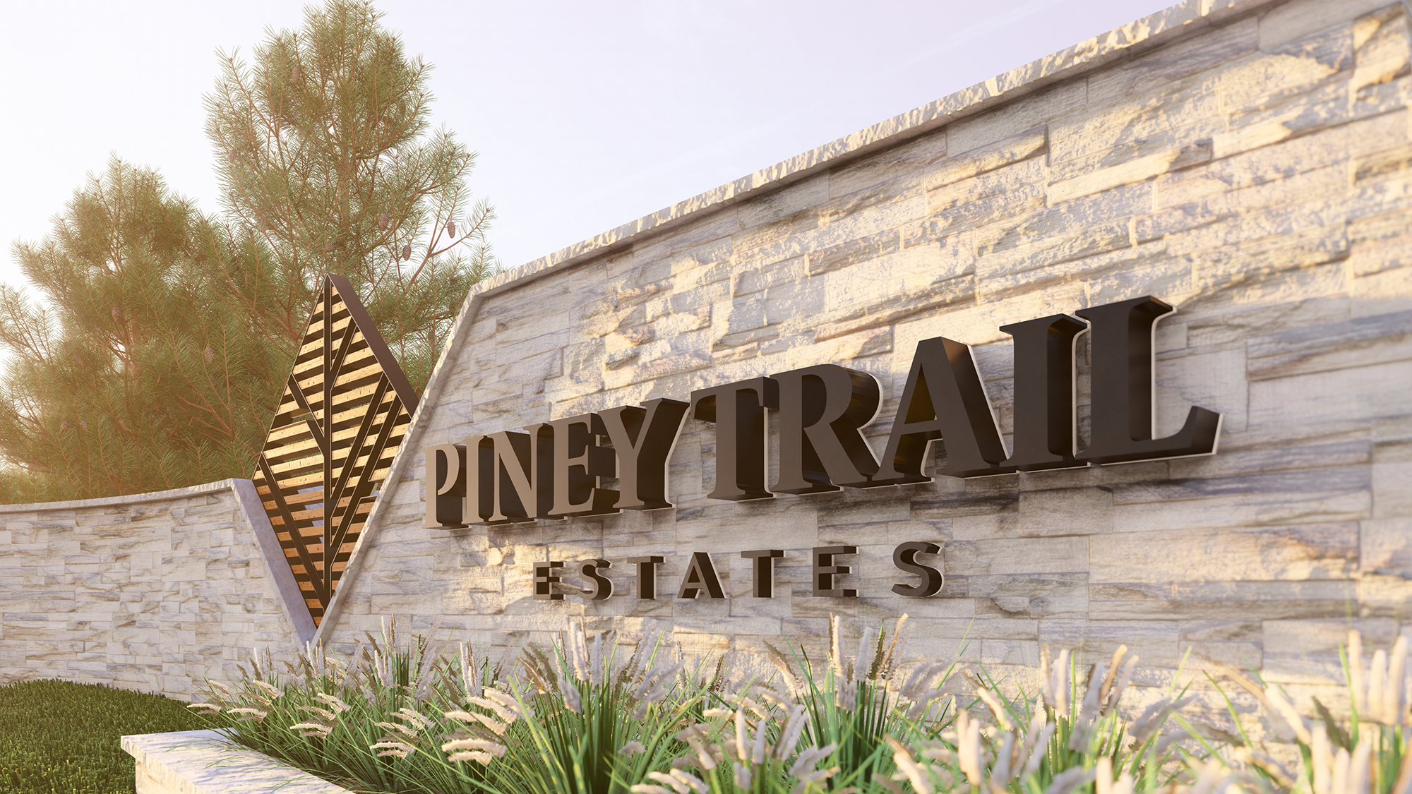 Photorealistic 3D entry monument rendering